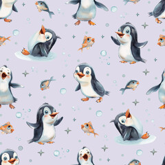 Obraz premium seamless pattern with penguins
