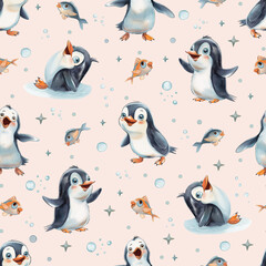 Obraz premium seamless pattern with penguins