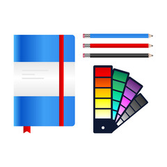 Notebook. Icon color palette. Choice of paint color. Design. Vector illustration
