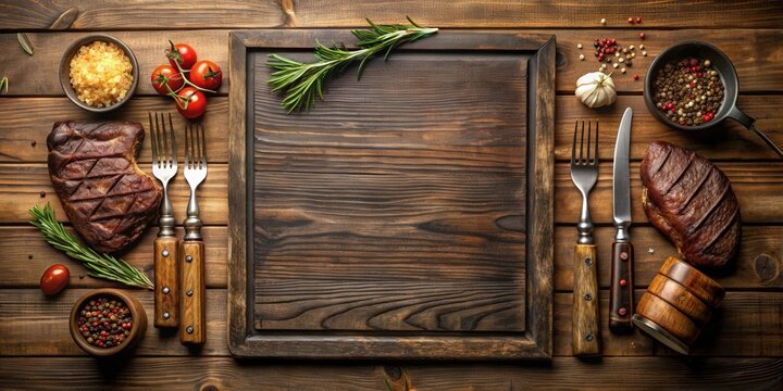 Rustic steakhouse menu template with premium wood and metal elements , steakhouse, menu, rustic, wood, metal, premium, design