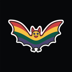 Obraz premium Vector illustration of a bat LGBT flag, gay, lesbian, bisexual sticker.