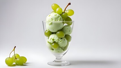 set of Green grapes ice cream