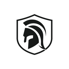 spartan and gladiator helmet logo design vector icon with creative idea