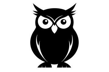 Fototapeta premium Owl Silhouette Vector Illustration on white background. Owl icon, vector , logo.
