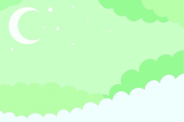 moon and clouds green