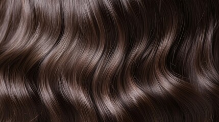 Fototapeta premium Soft and shiny dark wavy hair displays beautiful texture under natural lighting, highlighting each curve.