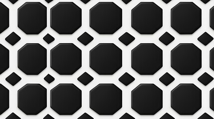 Obraz premium 3D Black Hexagons on White Background, Abstract Image, Texture, Pattern, Wallpaper, Cover and Screen of Smartphone, Cell Phone, Computer, Laptop, 9:16 and 16:9 Format