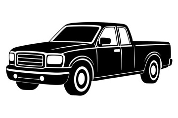 Pickup Truck Silhouette Icon - Detailed Side Profile Vector Illustration