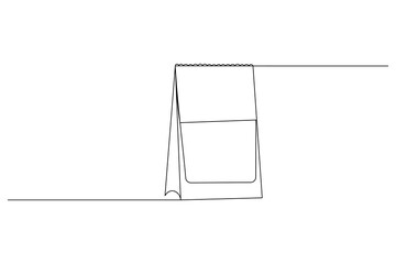 Table calendar continuous one line drawing of isolated outline vector icon