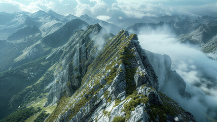 a rugged mountain ridge shaped by centuries of relentless erosion