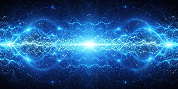 Blue glowing electromagnetic field with abstract patterns , blue, electromagnetic, field, glowing, abstract, technology