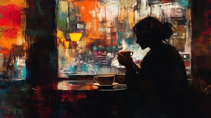 Silhouetted Woman Enjoying Coffee by a Window