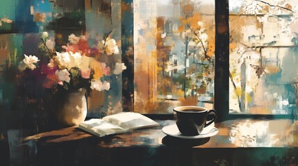 A Cup of Coffee by the Window on a Sunny Day