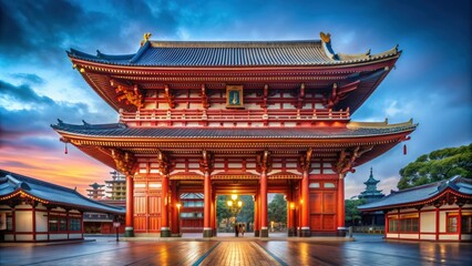 Fototapeta premium Iconic Thunder Gate of Sensoji Temple in Asakusa, Tokyo , Asakusa, Sensoji Temple, Thunder Gate, Tokyo