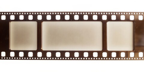 Close-up of a 35mm filmstrip with sprocket holes, cinema, movie, film, reel, photography, vintage, technology, entertainment