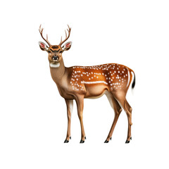 Obraz premium Spotted Deer Standing Isolated on Black Background