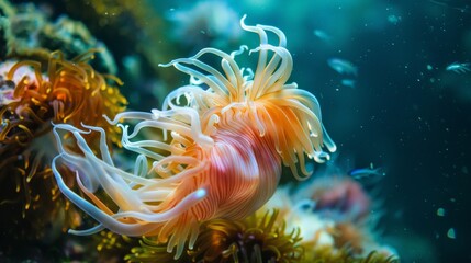 Close-up of a vibrant sea anemone.