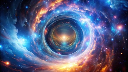 Obraz premium Exploration of a multidimensional space portal in a cosmic vortex, cosmic, vortex, space travel
