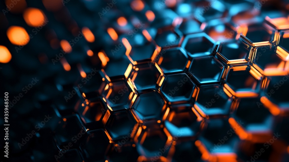 Poster a captivating abstract image featuring a close-up view of interconnected hexagonal shapes. the color