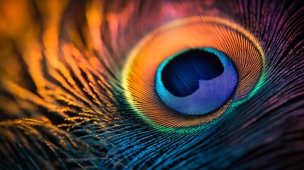 Obraz premium Close-up of a Peacock Feather's Eye