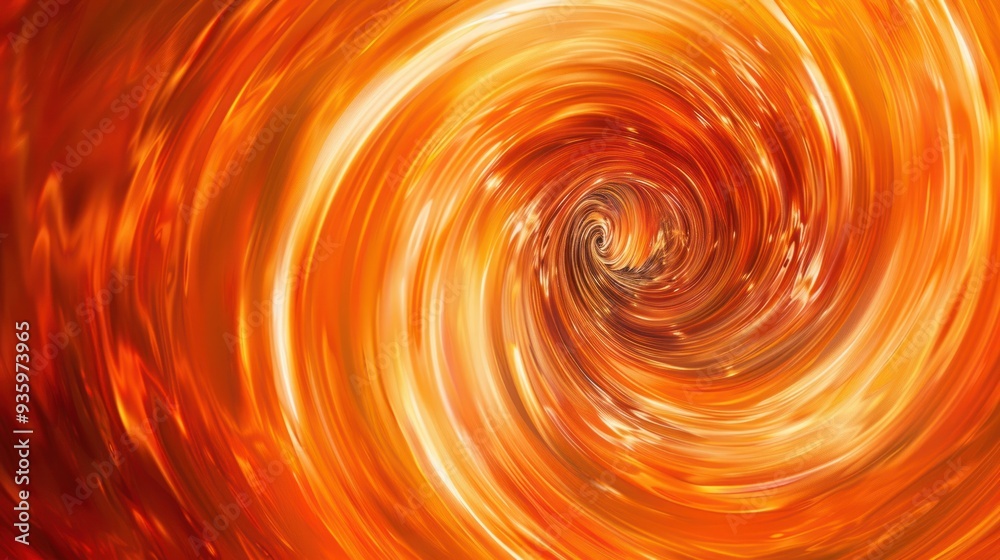 Wall mural vortex of orange hues, drawing the viewer into a hypnotic swirl of color and movement