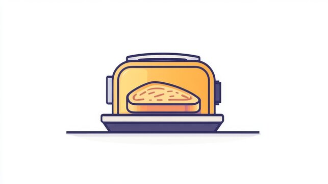 recommend clip art: An isolated white background with an outlined toaster with toasted bread slices for web design