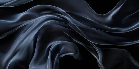Obraz premium Beautiful, clean, modern chiffon fabric, dark colored voile. background. Advertising banner.