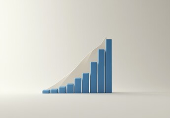 Blue Stock Market Graph with Upward Trend Representing Growth and Success in Business or Finance on White Background, Surrounded by Light Grey for Contrast