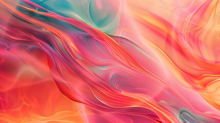 Obraz premium An abstract digital artwork with radiant gradients of pink, orange, and turquoise blending into a stunning visual composition
