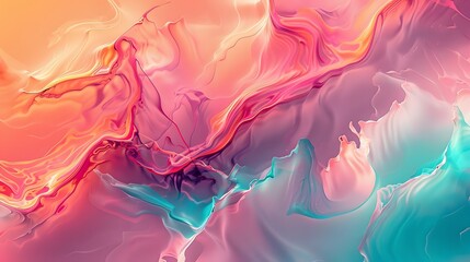 An abstract digital artwork with radiant gradients of pink, orange, and turquoise blending into a stunning visual composition