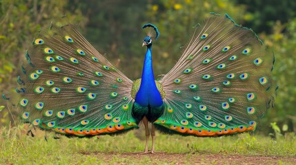 Obraz premium Peacock Displaying Its Majestic Plumage