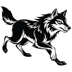 Obraz premium Wolf Vector Silhouette design png on white background, Animal Vector