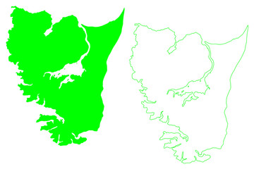 Graham island (Canada, British Columbia Province, North America, Haida Gwaii Archipelago) map vector illustration, scribble sketch Graham map