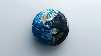 Fototapeta premium Earth Daybreak and Space Midnight 3D Flat Icon Concept Showing Harmonious Contrast of Day and Night Realms on Dreamy Background