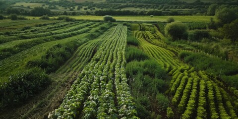 Idyllic vineyard landscape showcases ripe grape growth in multi colored