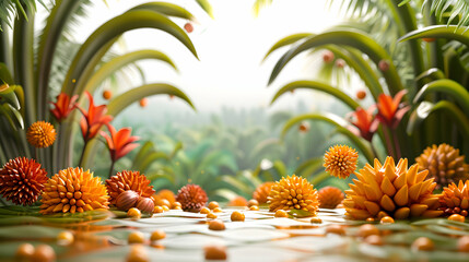 3D Flat Icon Illustrating Palm Oil Price Fluctuations on Whimsical Background   Agriculture Commodity Trends Concept