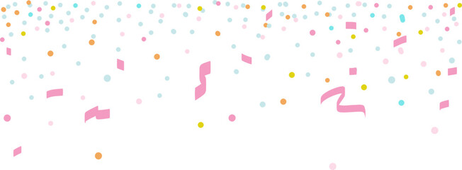 congratulatory background with colored confetti on white background. Vector illustration