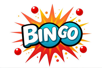 cartoon explosion word bingo white background