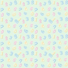 seamless pattern number,pattern number ,number,pastel,pink,,yellow 