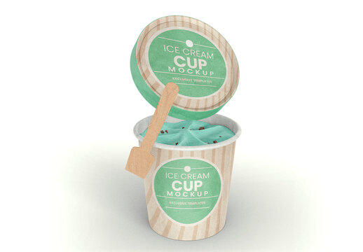 Opened Ice Cream Cup Mockup