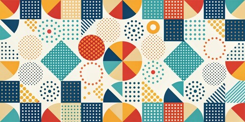 Obraz premium Abstract geometric pattern with dots and shapes , abstract, pattern, geometric, simple, figures, dots, shapes, design