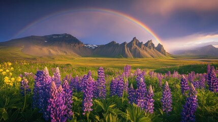 Fototapeta premium Rainbow over Icelandic Landscape