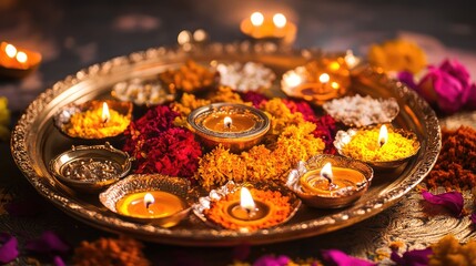 Fototapeta premium Diyas Lit for Diwali 