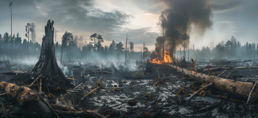 forest and green destruction for civilization.