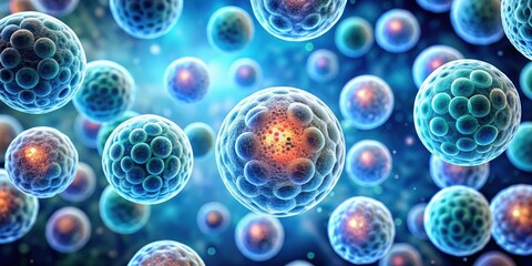 Abstract cells of human or animal in a scientific concept, biology, cell, structure, microscopic, science, genetic