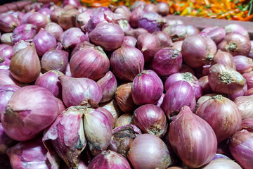 Pile of Shallots for sale at market