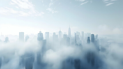 Fototapeta premium 3D Flat Icon Illustrating Urban Smog and Clear Skies Concept on Dreamy Background with Space for TextGraphic Pollution Effects Vs Untainted Environments. Isolated on White