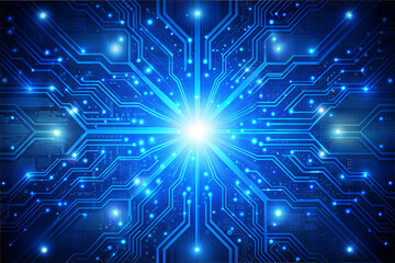 Obraz premium Glowing lines and dots on a Black and blue background, AI Generation