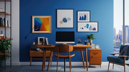 Organized Desk with Computer and Plants

