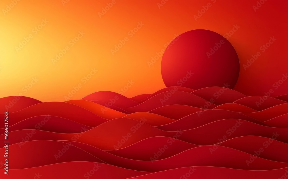 Poster Dynamic red circle shape shadow and light dimension background. High-resolution EPS10